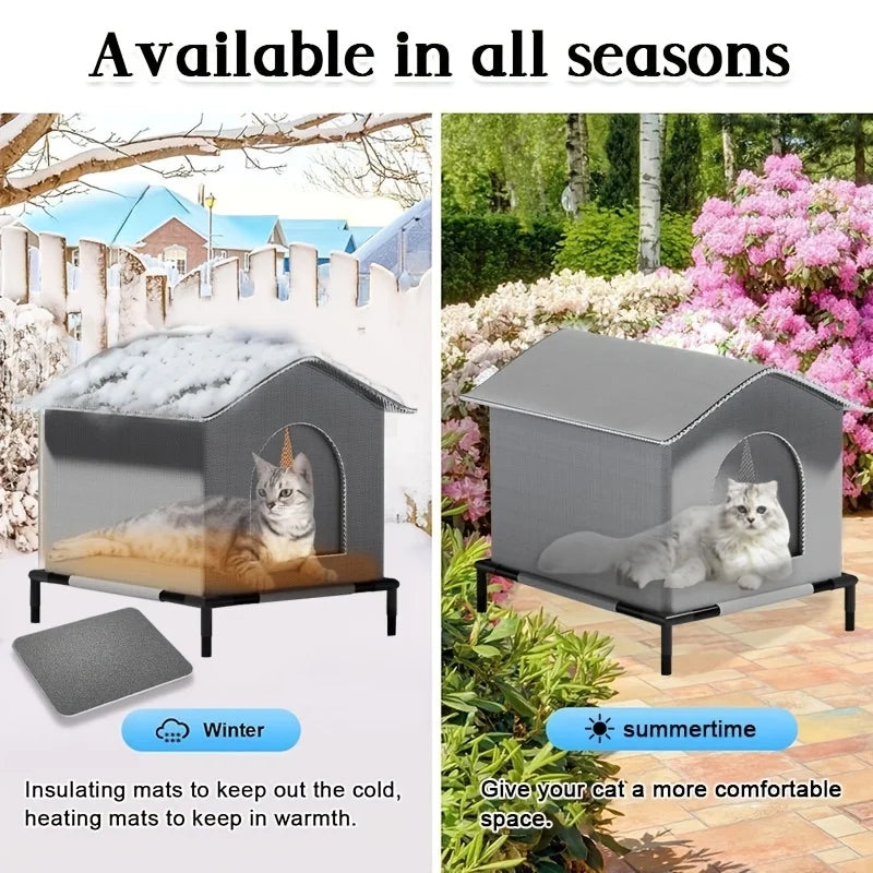 Insulated Outdoor Cat House with Stand