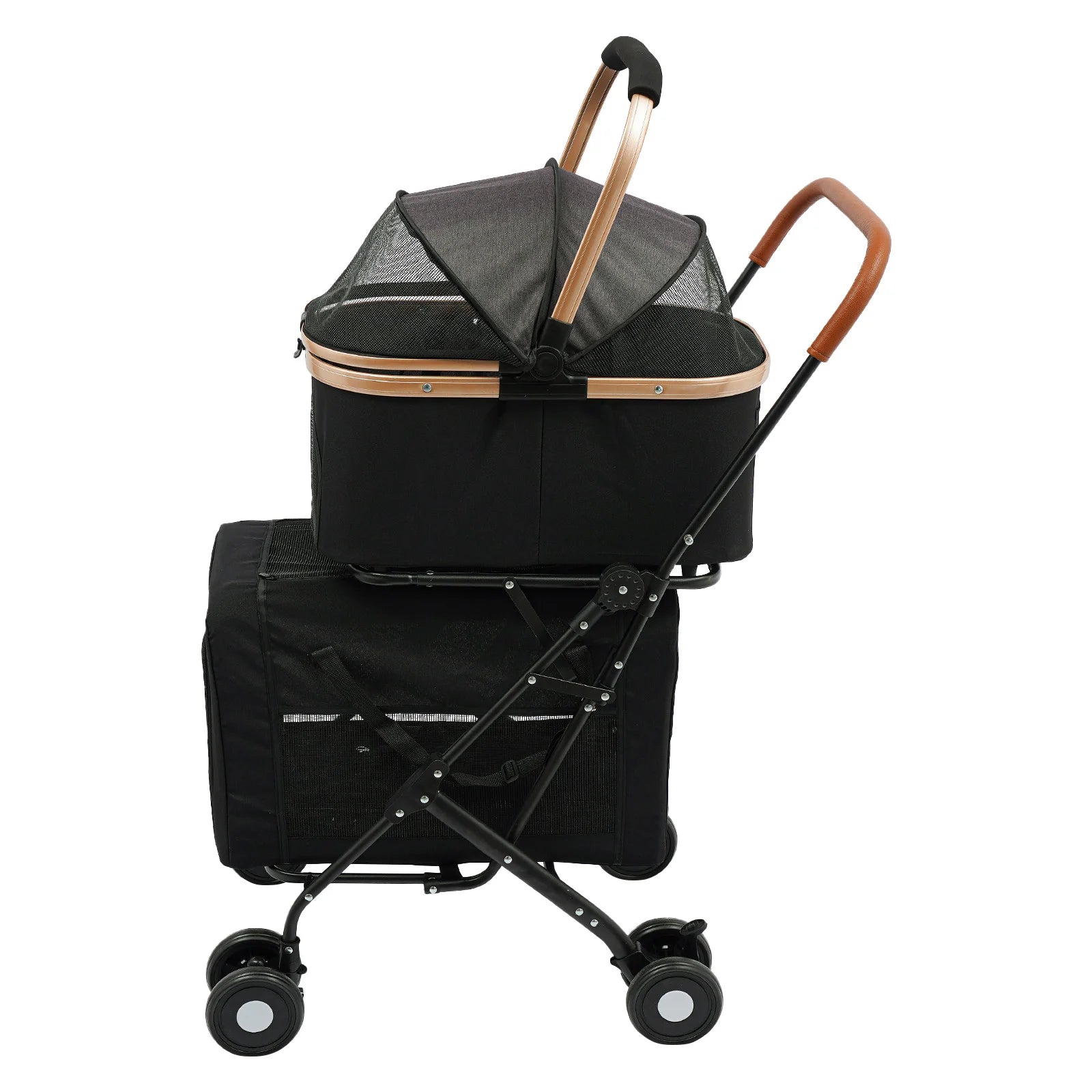 3-in-1 Pet Stroller with 2 Pet Carriers