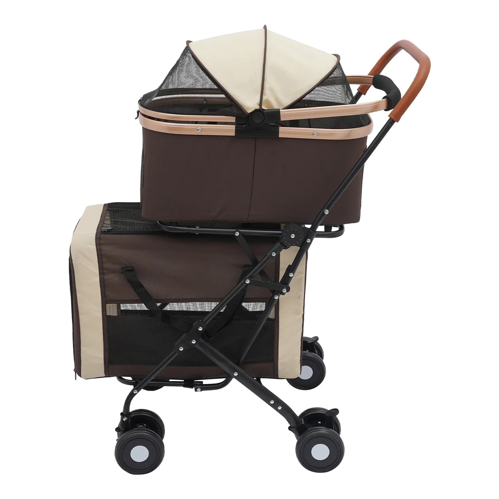 3-in-1 Pet Stroller with 2 Pet Carriers