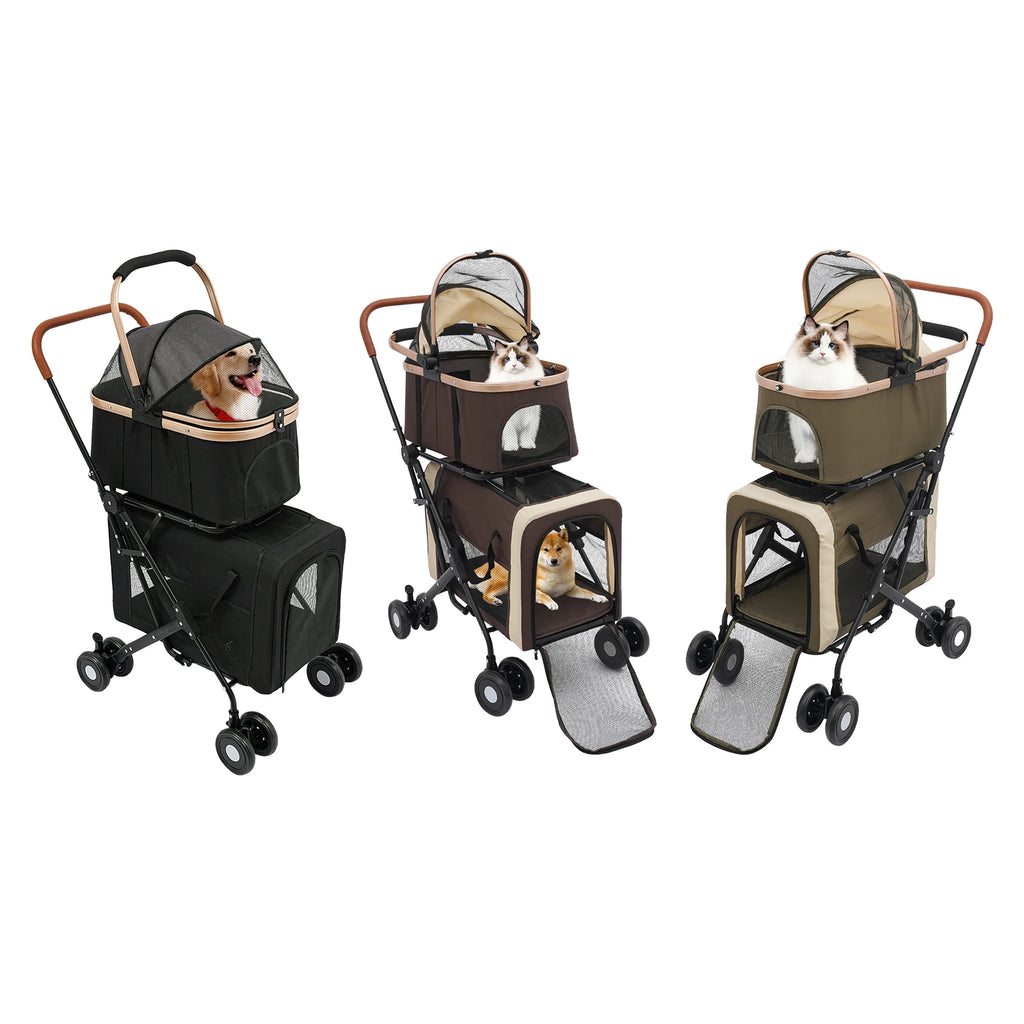 3-in-1 Pet Stroller with 2 Pet Carriers