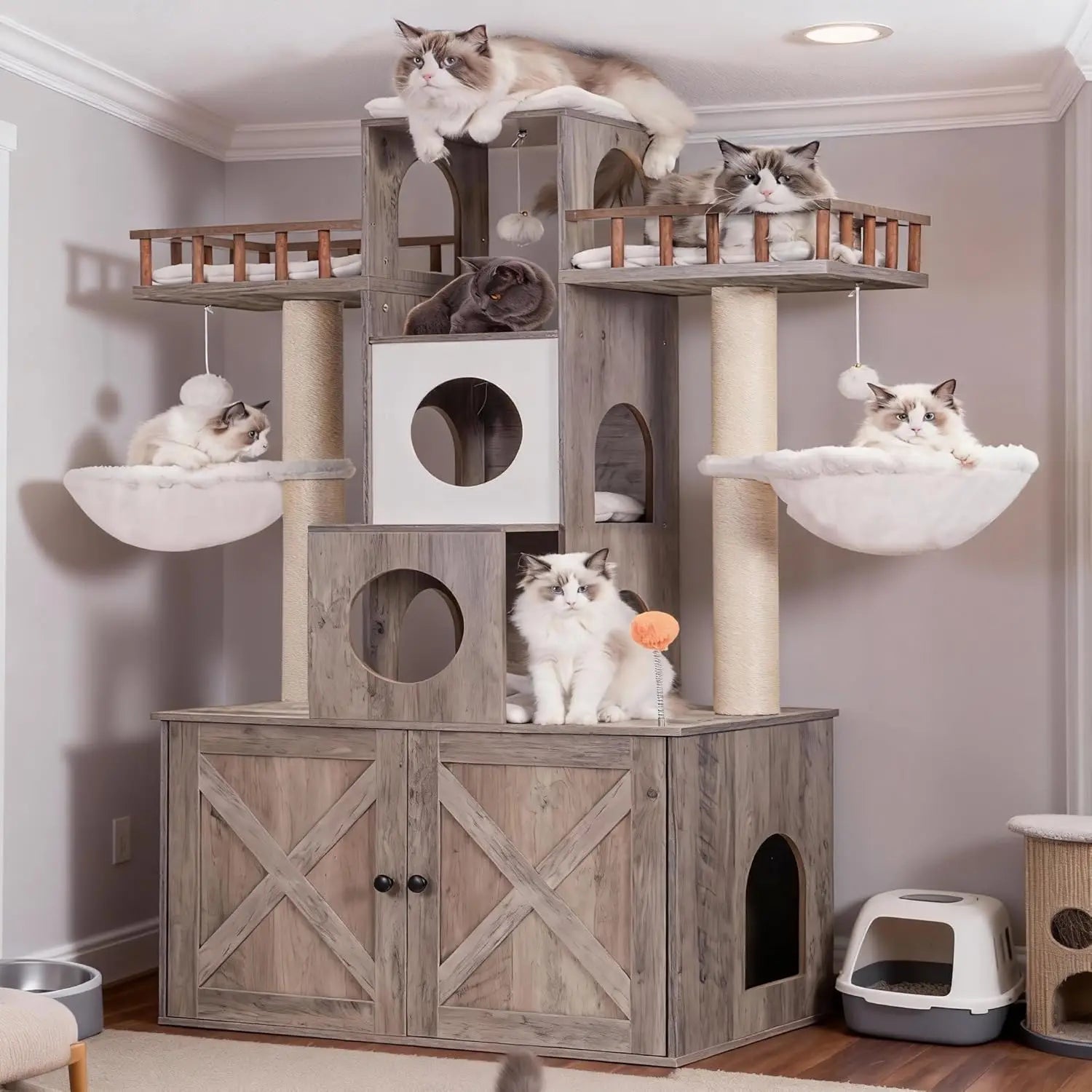 Cat Tree with Litter Box Enclosure