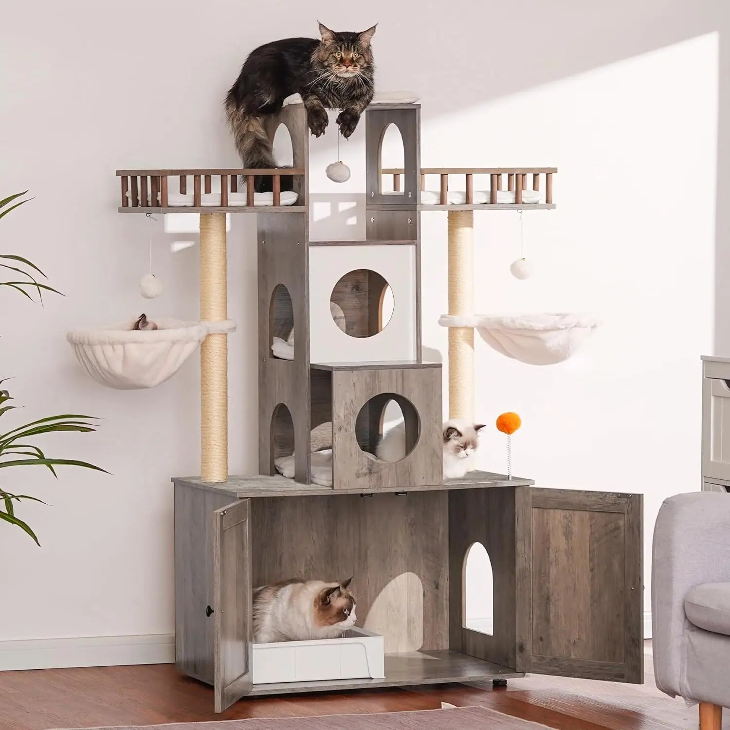 Cat Tree with Litter Box Enclosure