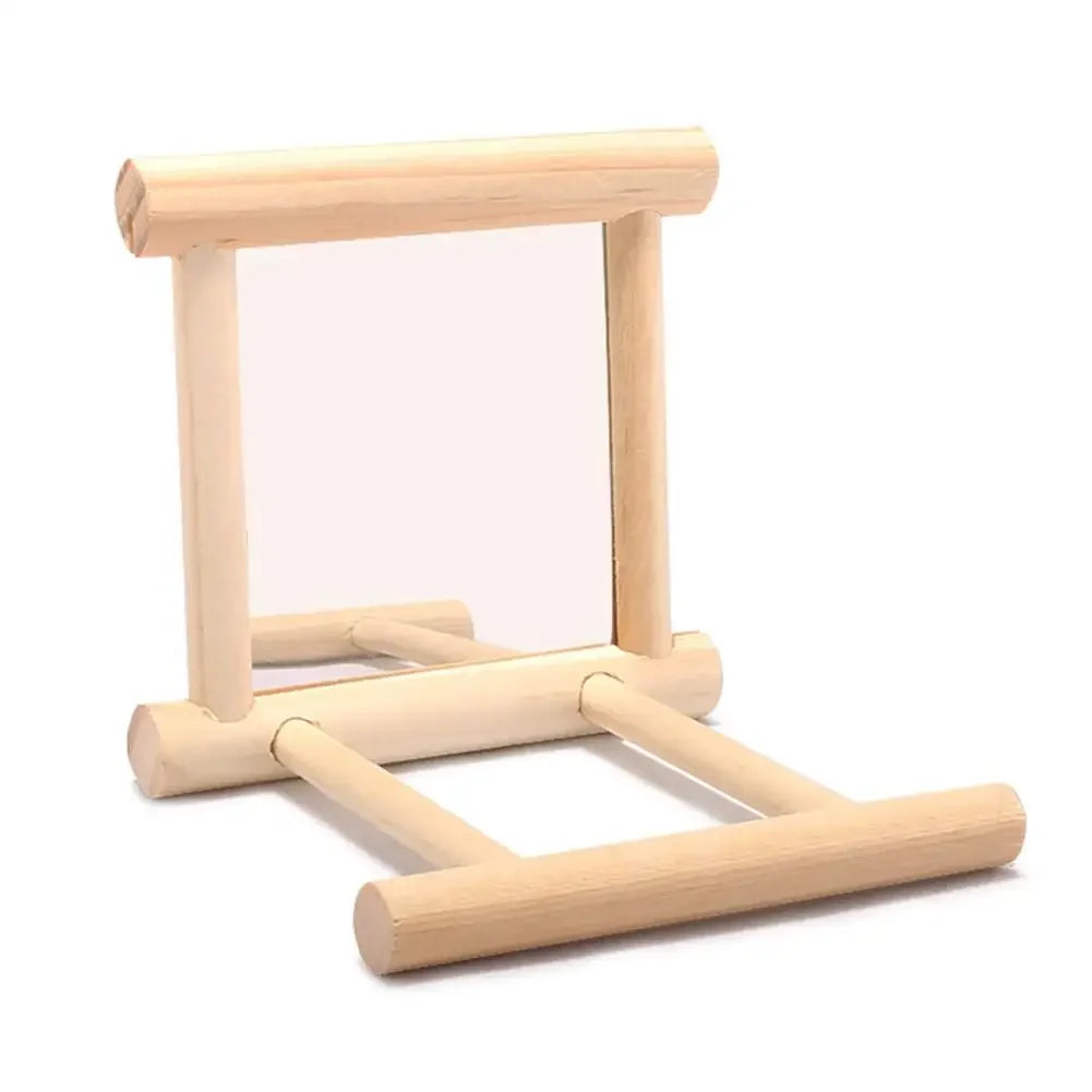 Hanging Wooden Bird Mirror