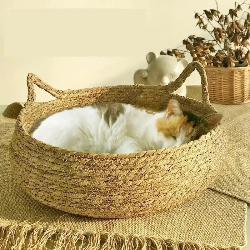 Rattan Basket Pet Bed