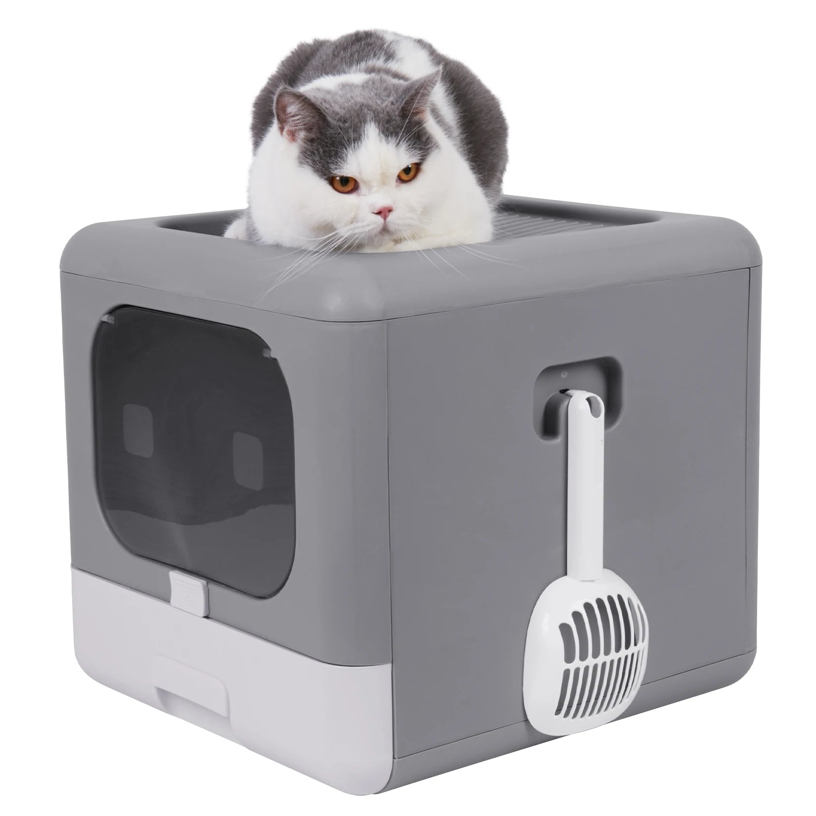 Enclosed Litter Box with Scoop and Tray Sifting