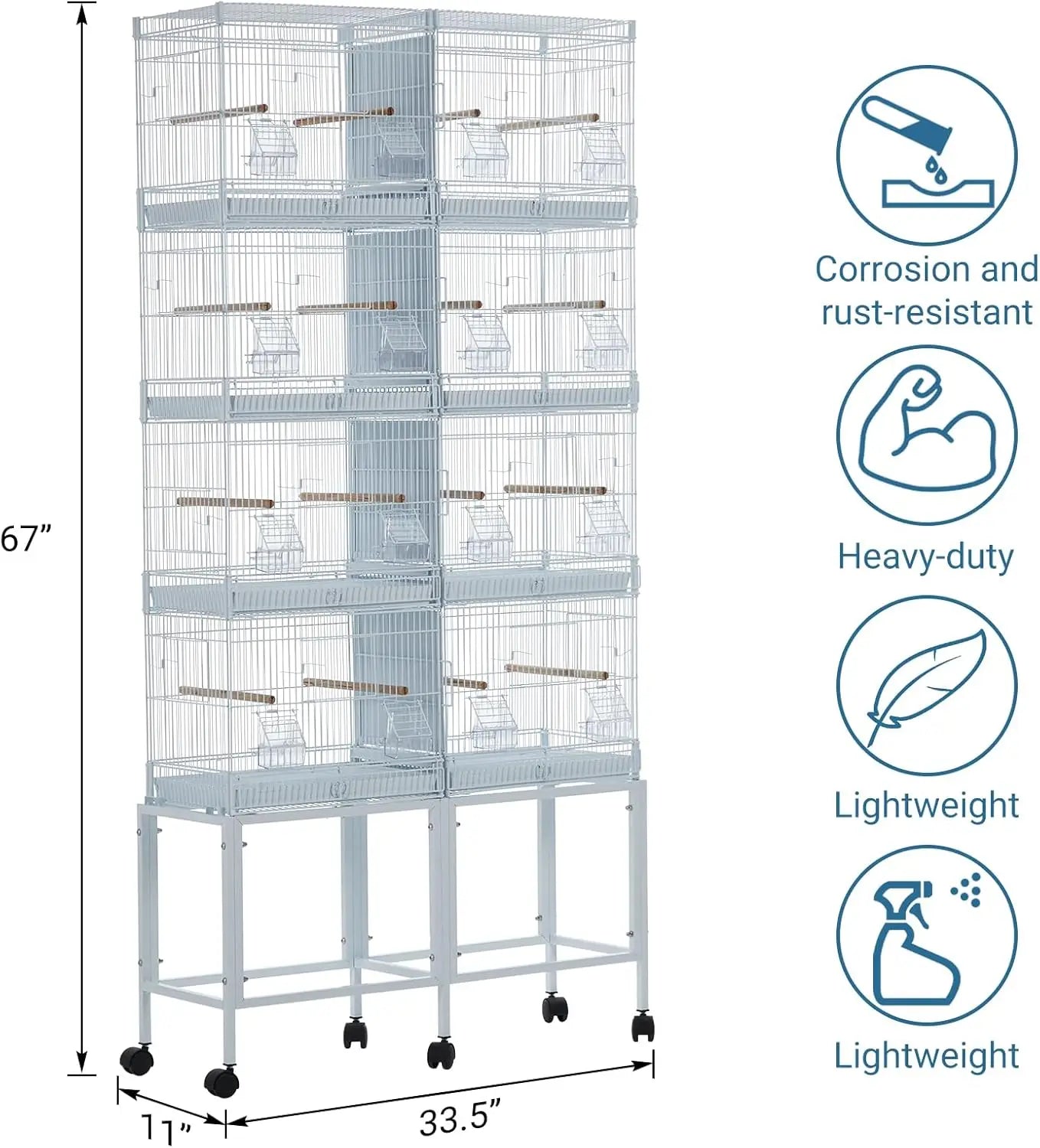 Stackable Center Divided Bird Cage