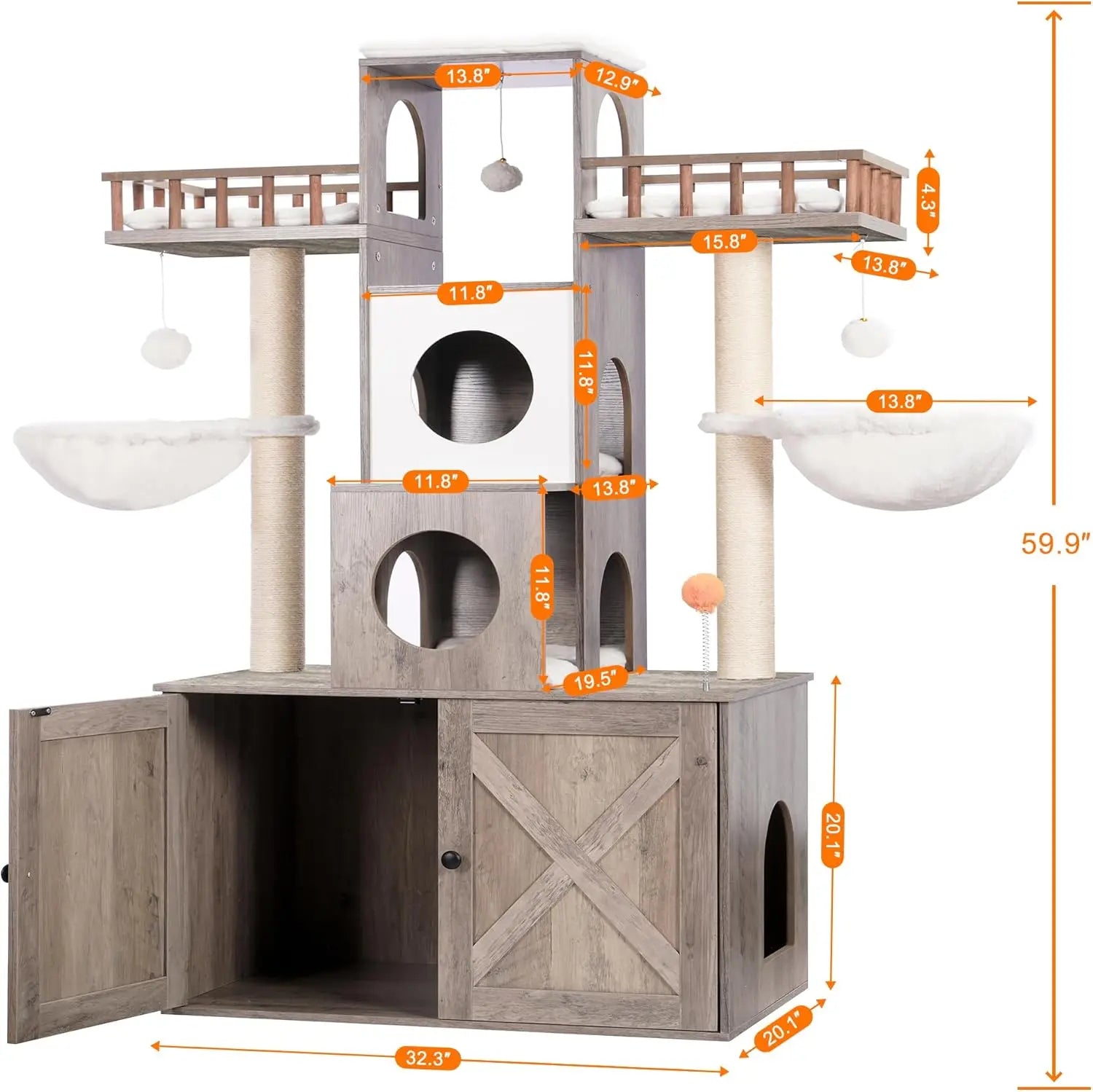 Cat Tree with Litter Box Enclosure