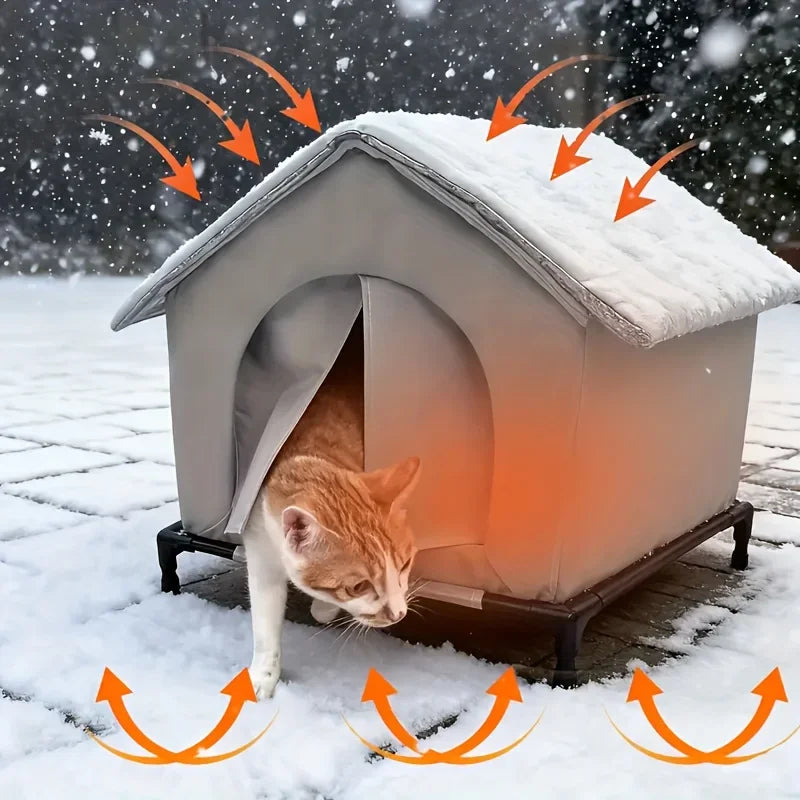 Insulated Outdoor Cat House with Stand