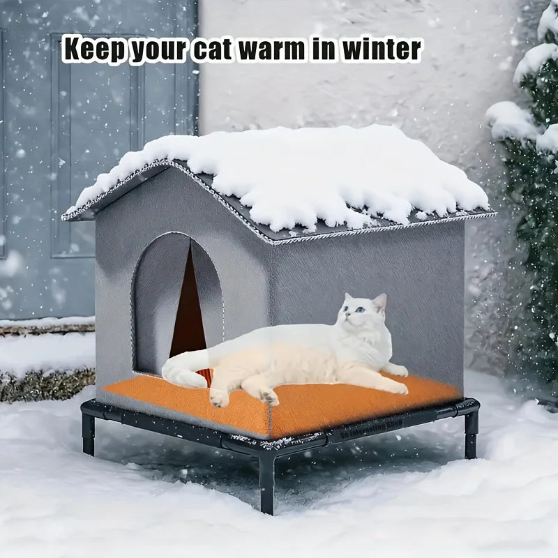 Insulated Outdoor Cat House with Stand
