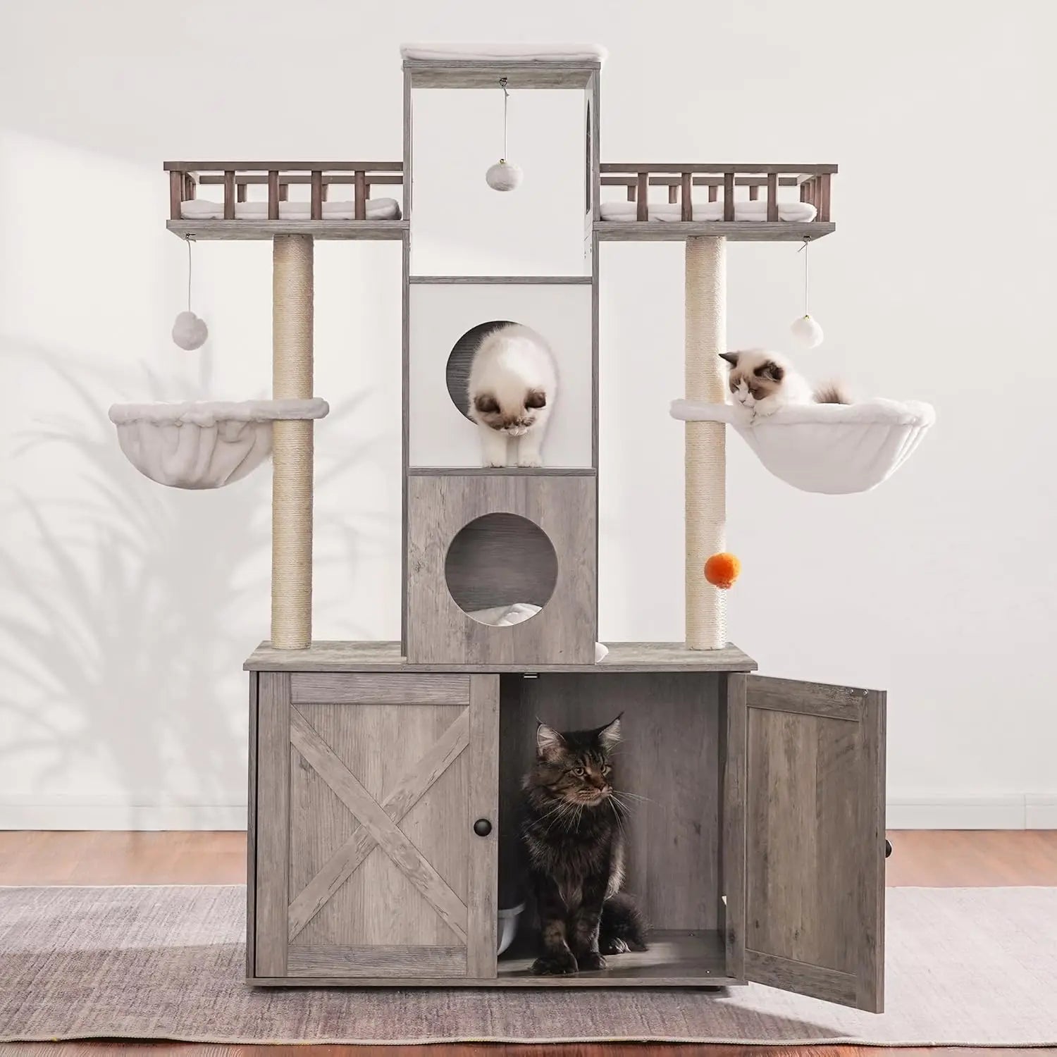 Cat Tree with Litter Box Enclosure