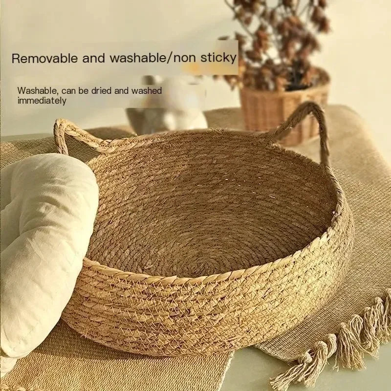Rattan Basket Pet Bed